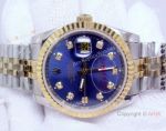 Replica Rolex Datejust Diamond Dial Blue Face 2-Tone Watch For Men